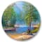 Designart - Green Trees By The Riverside - Traditional Metal Circle Wall Art